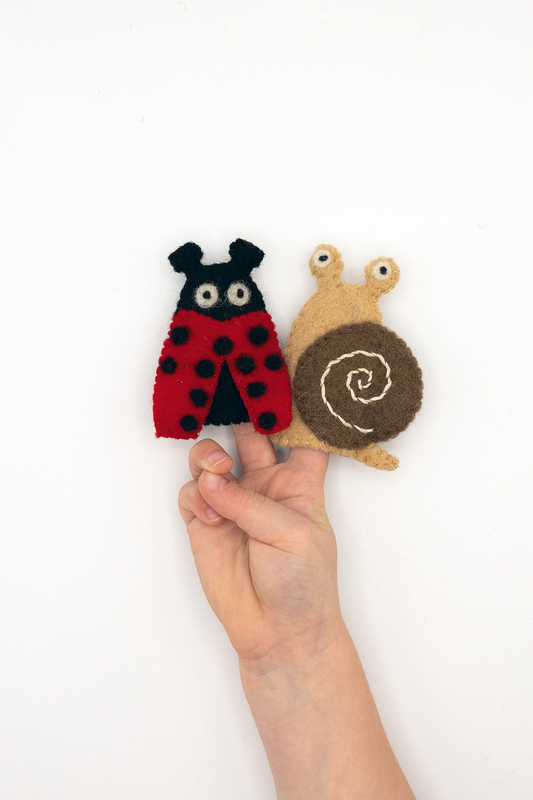Finger Puppet - Ladybug and Snail Set (Garden theme)