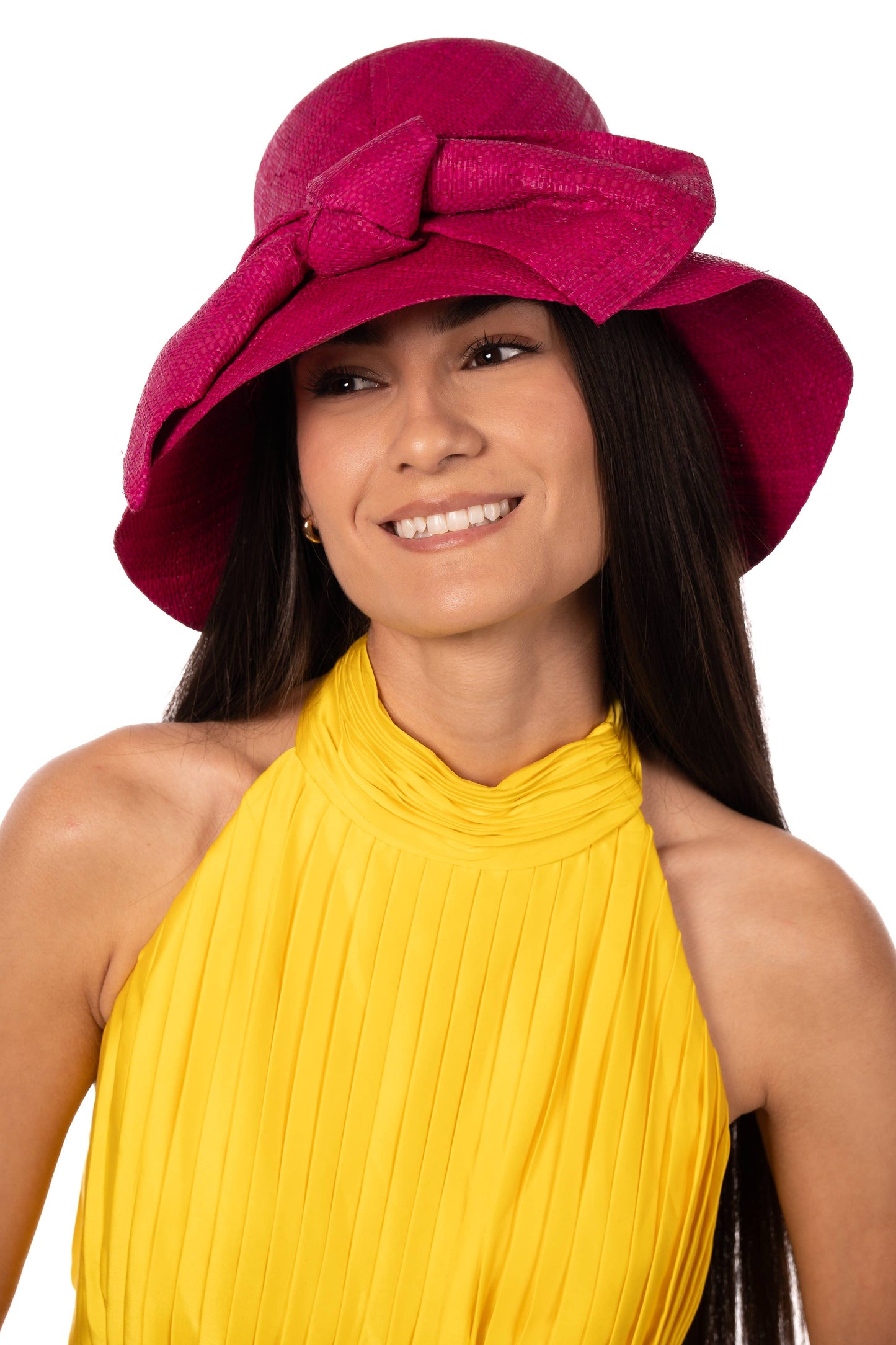 3" Brim Cara Bucket Straw Hat with Big Bow