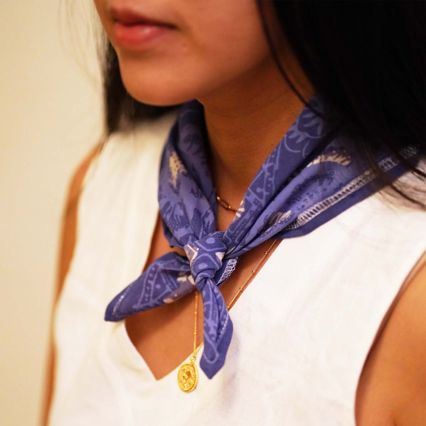 Blue Roses Batik Bandana