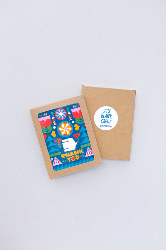 Folk Flowers Thank You Card