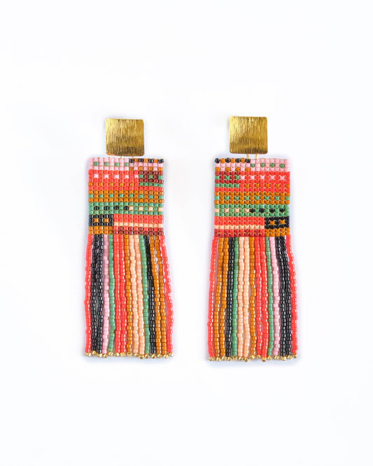 Striped Knit Fringe Earrings (Sweet Escape)