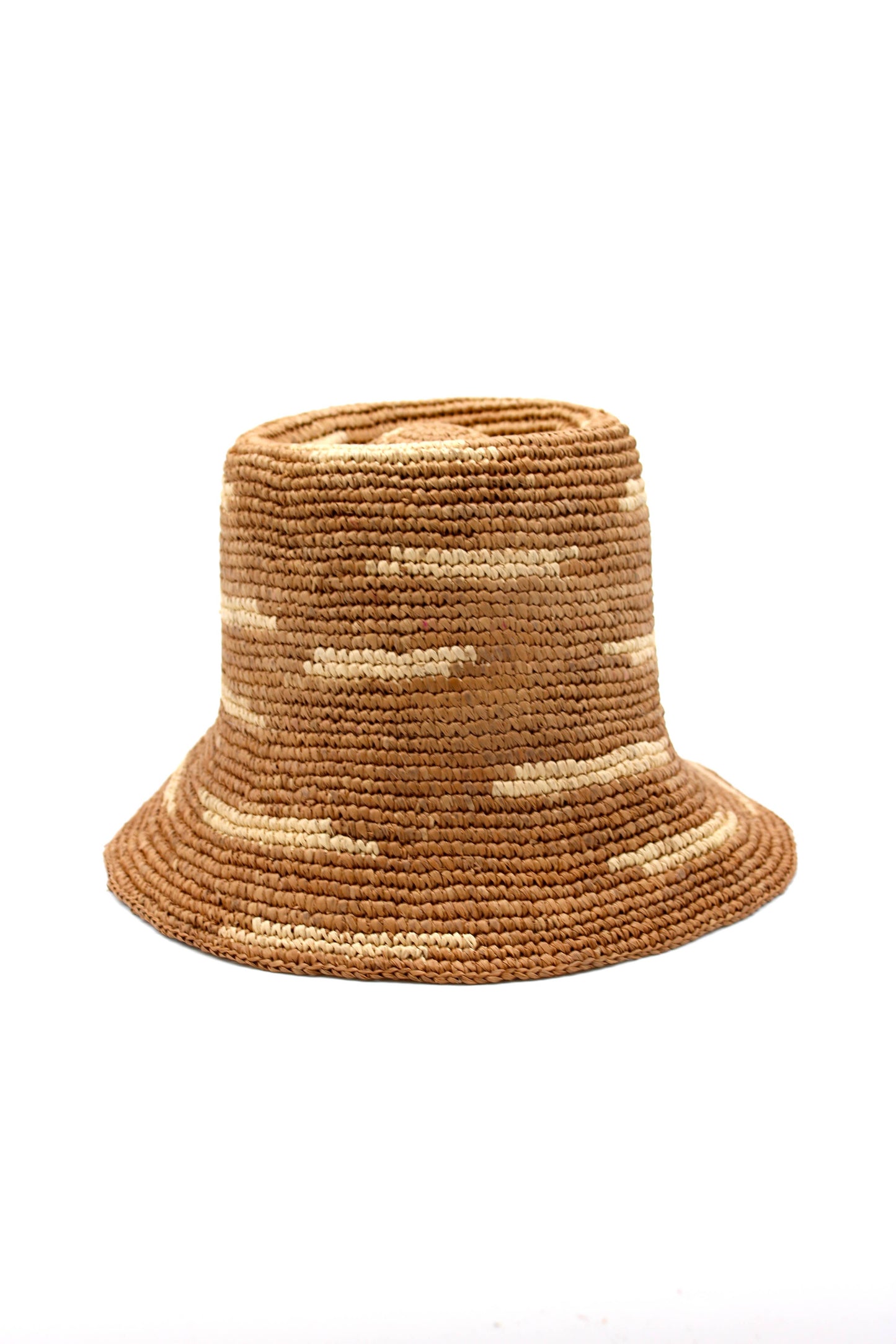 2.5" Brim Taylor Crochet Bucket Straw Hat with Zebra Stripes