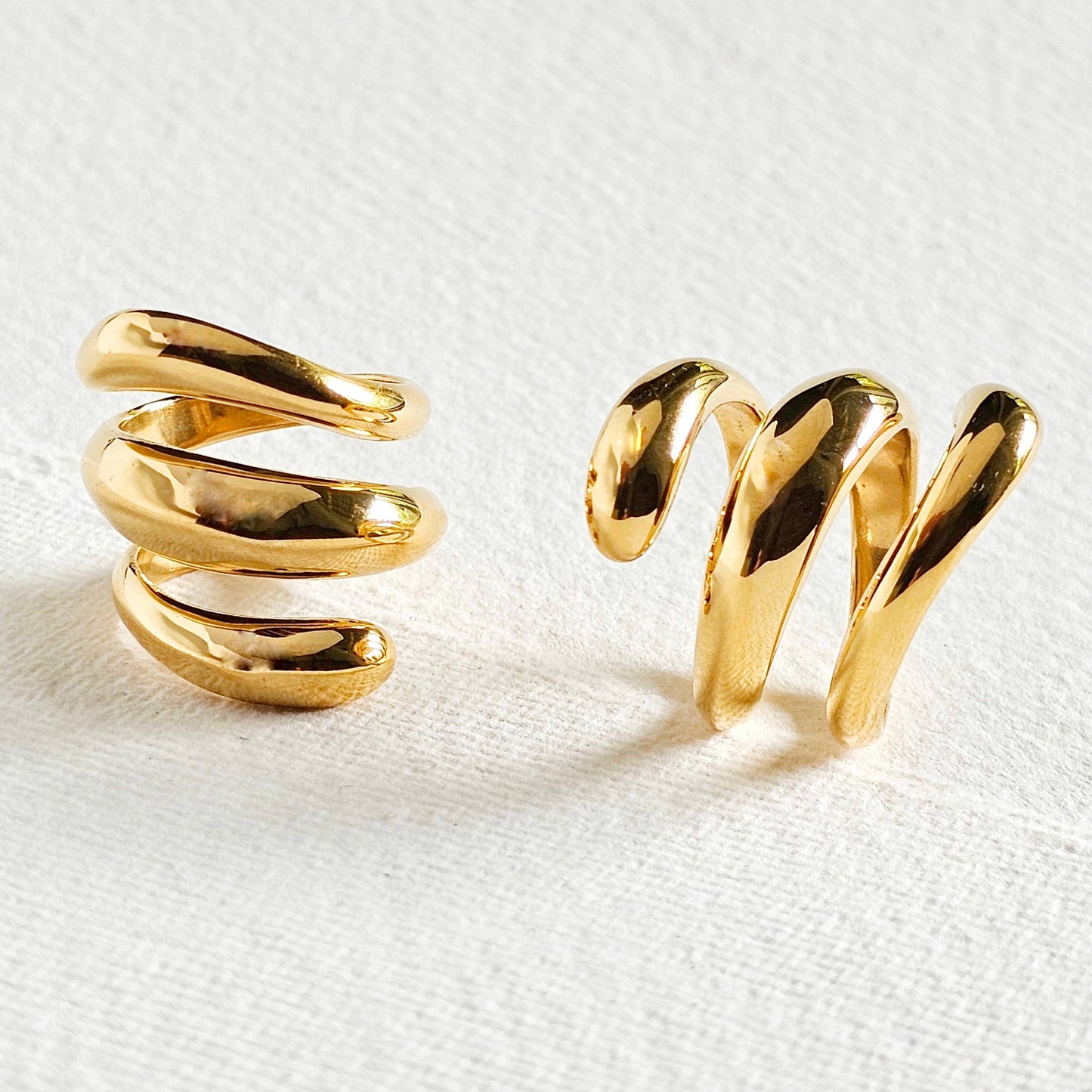 18k gold plated wrap spiral chunky ring