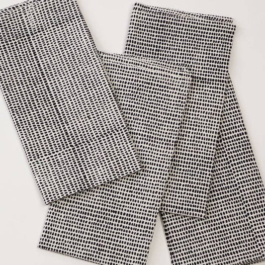 Tiny Dot Black Block Printed Napkins - set of 4