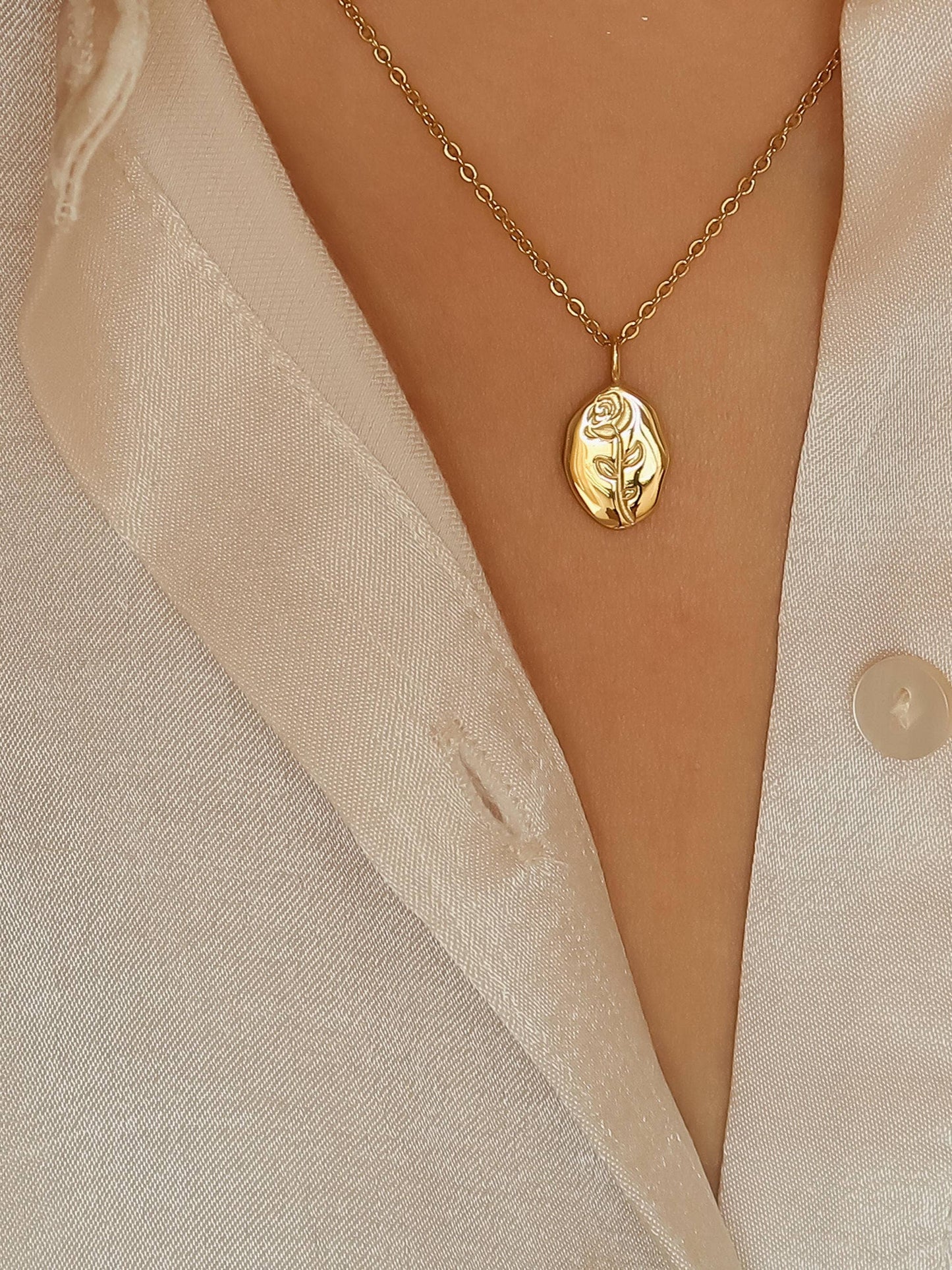 Chrishell 18K Rose Coin Necklace