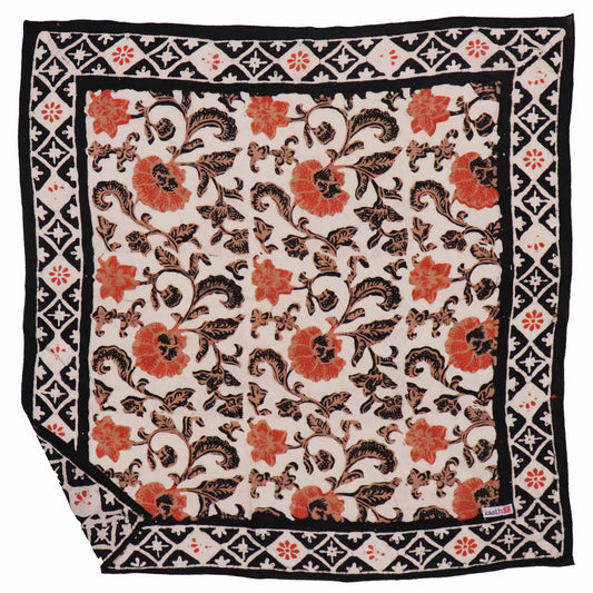 Citrus Noir Peach Orange Black Batik Bandana