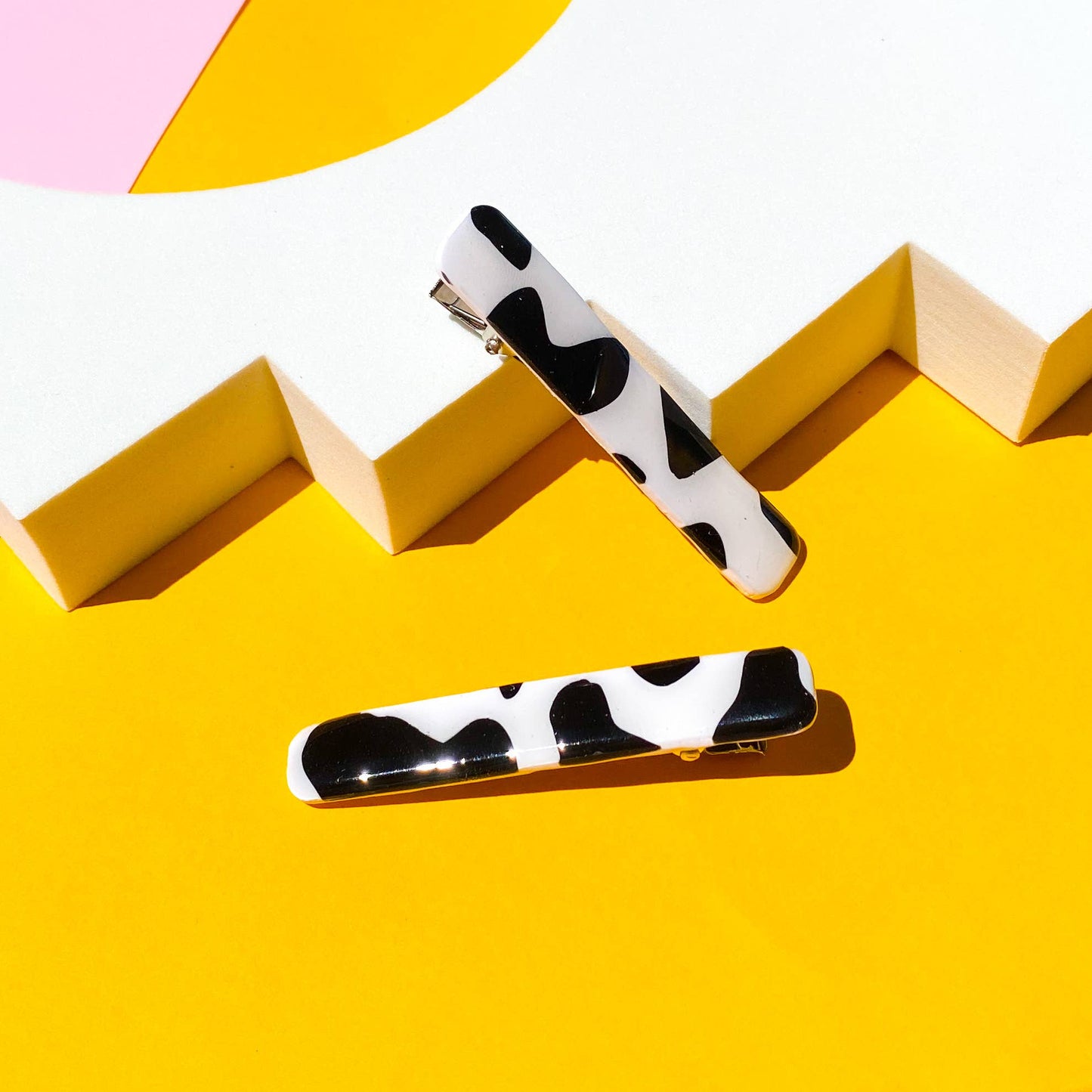 Cowprint Polymer Clay Hair Clip
