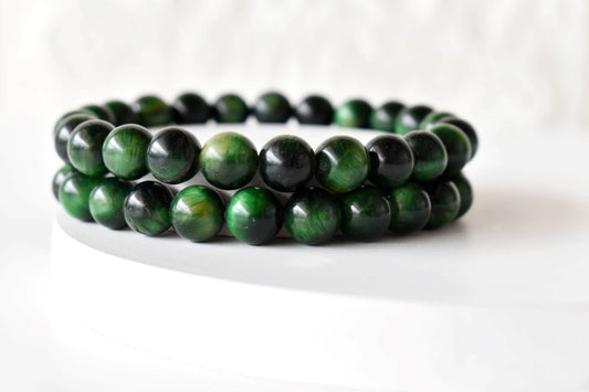 Tiger Cats Eye Green Gemstones Bracelets