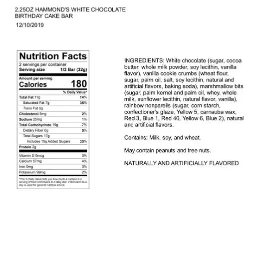 White Chocolate - Birthday Cake