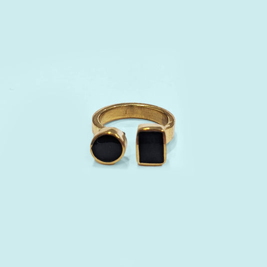 Geo Ring in Black - Recycled Brass