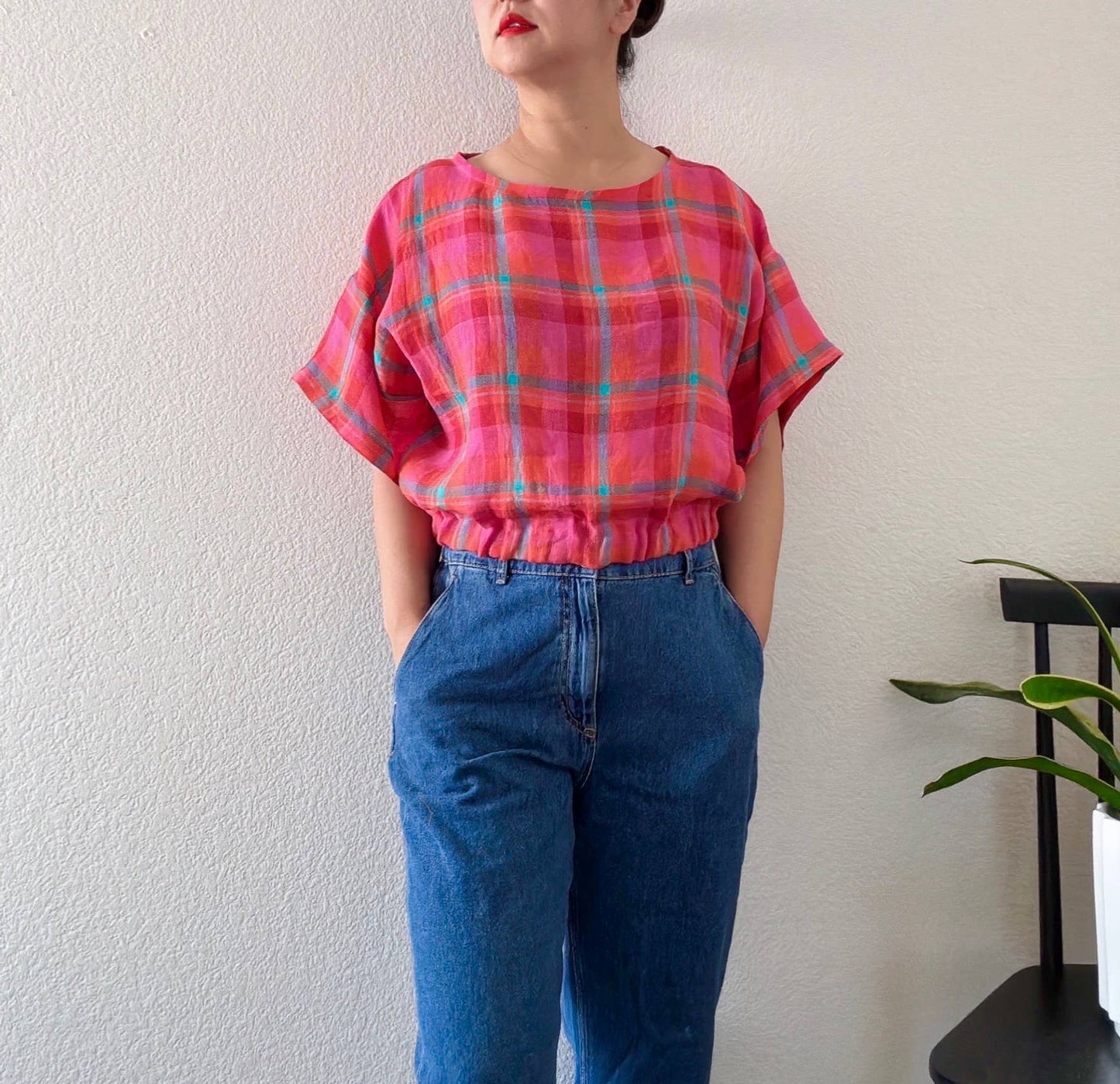 Pink Check Top
