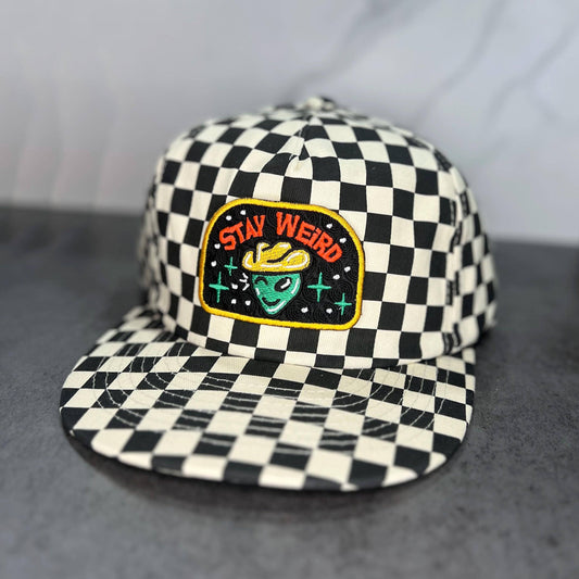 Stay Weird 5-Panel Checkered Floppy Hat