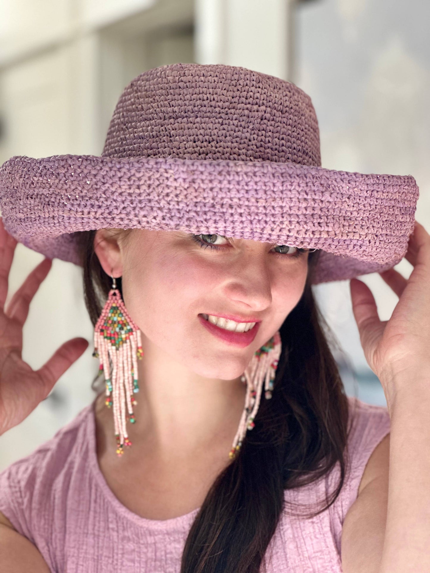 3" Brim Leor Crochet Straw Sun Hats