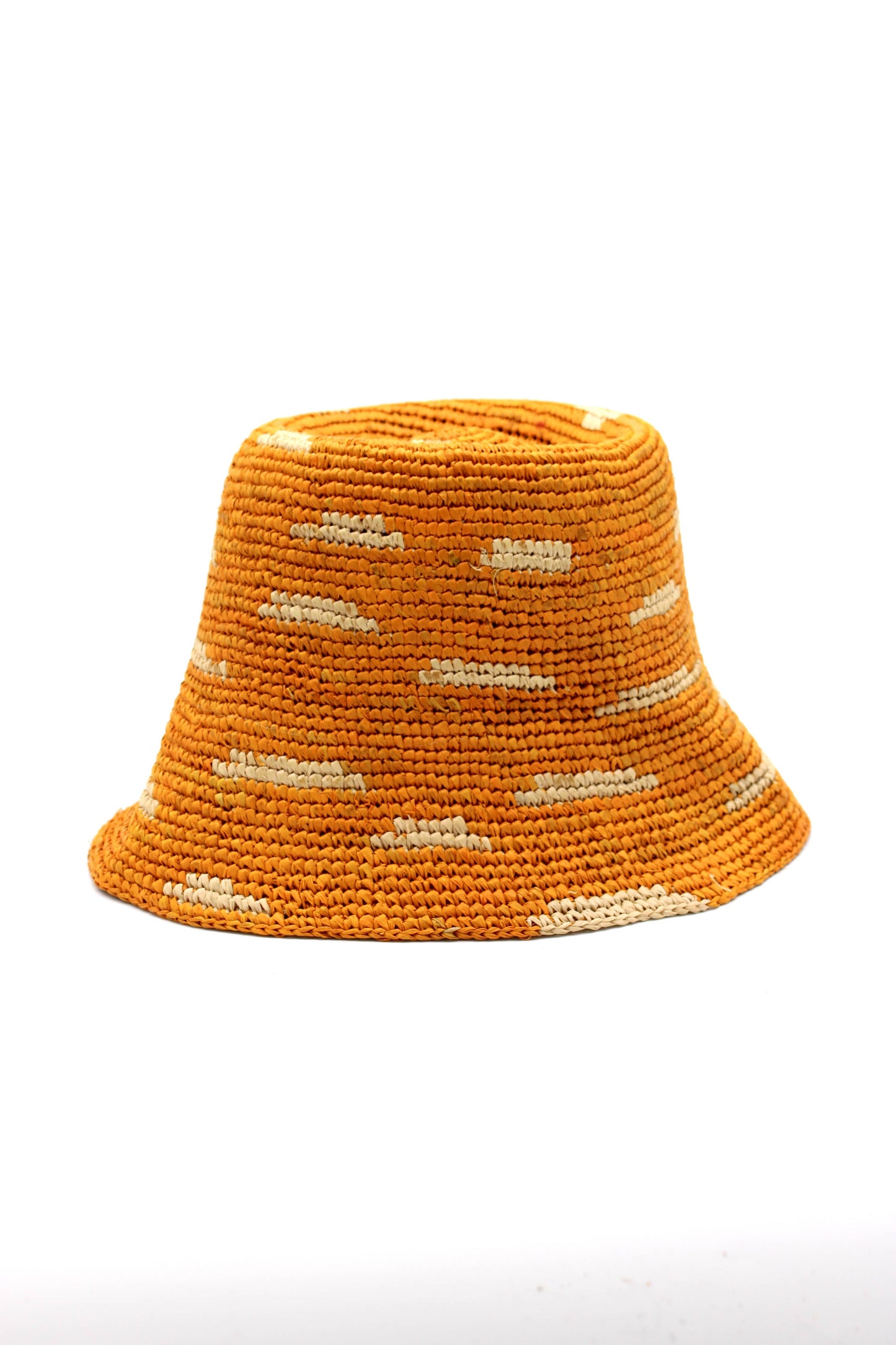 2.5" Brim Taylor Crochet Bucket Straw Hat with Zebra Stripes