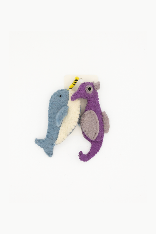 Finger Puppet - Narwhal and Seahorse (Ocean theme)