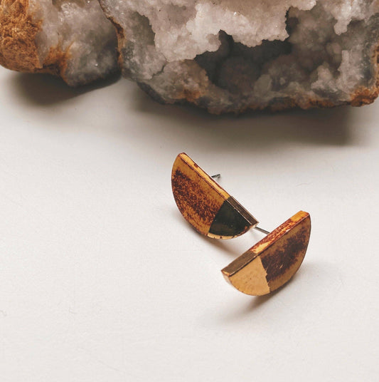 Gold Dipped Half Moon Studs