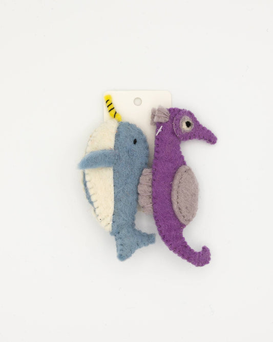 Finger Puppet - Narwhal and Seahorse (Ocean theme)