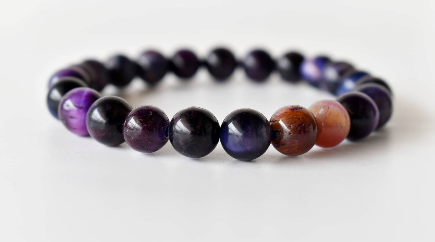 Tiger Cats Eye Violet Gemstones Bracelets