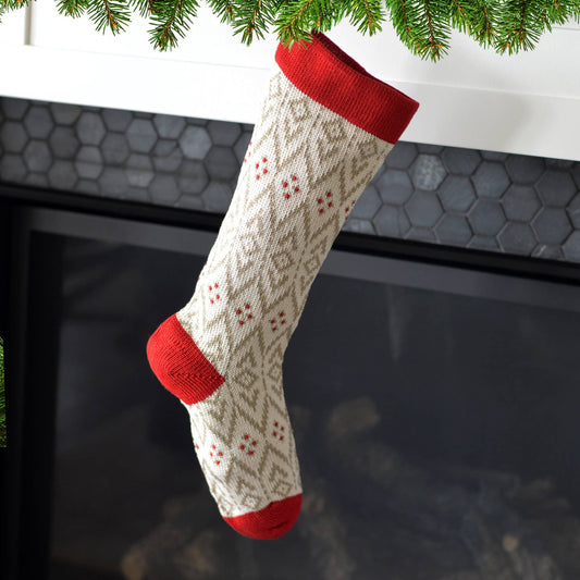 Ecru Patterned Stocking/Red
