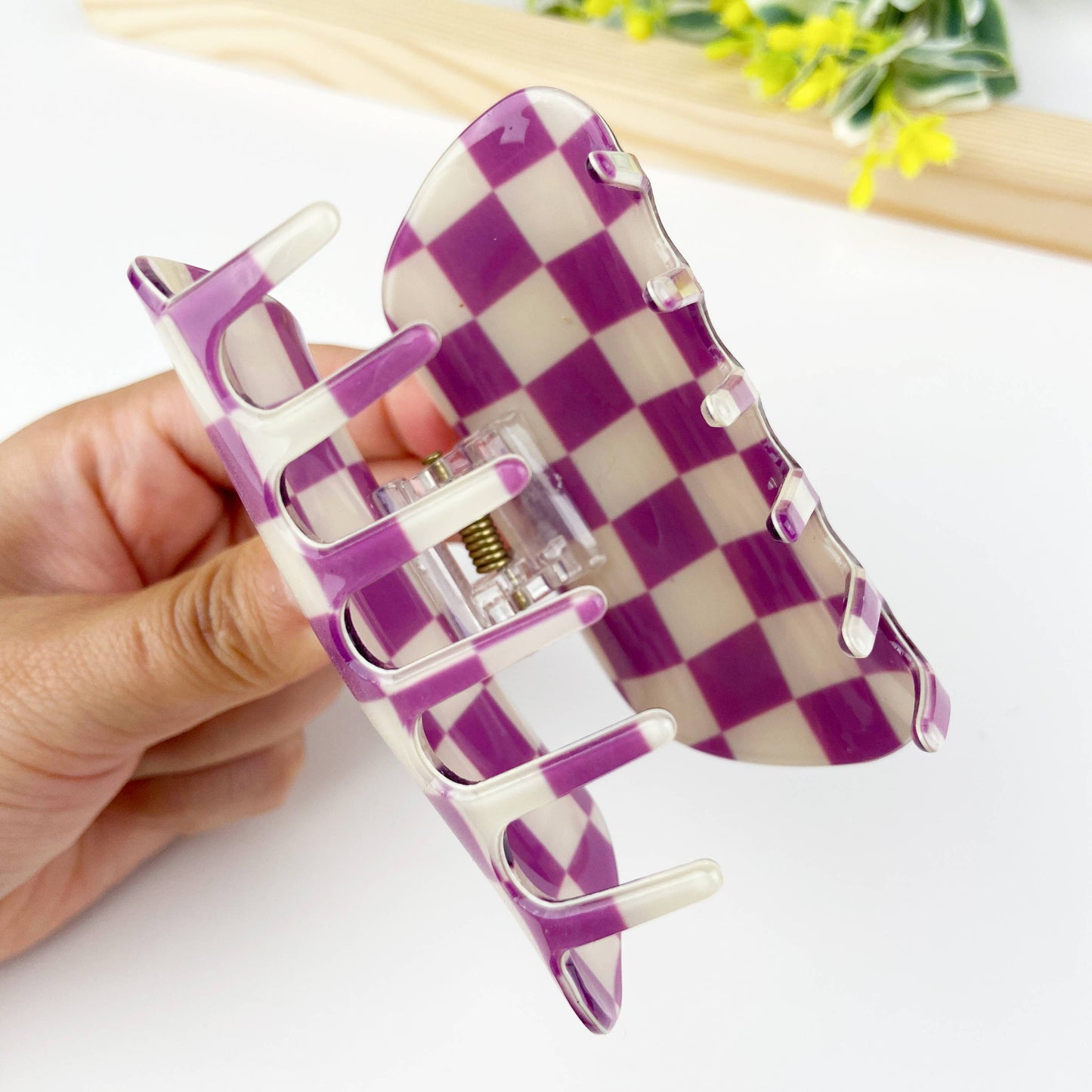 Pink Checker Hair Claw
