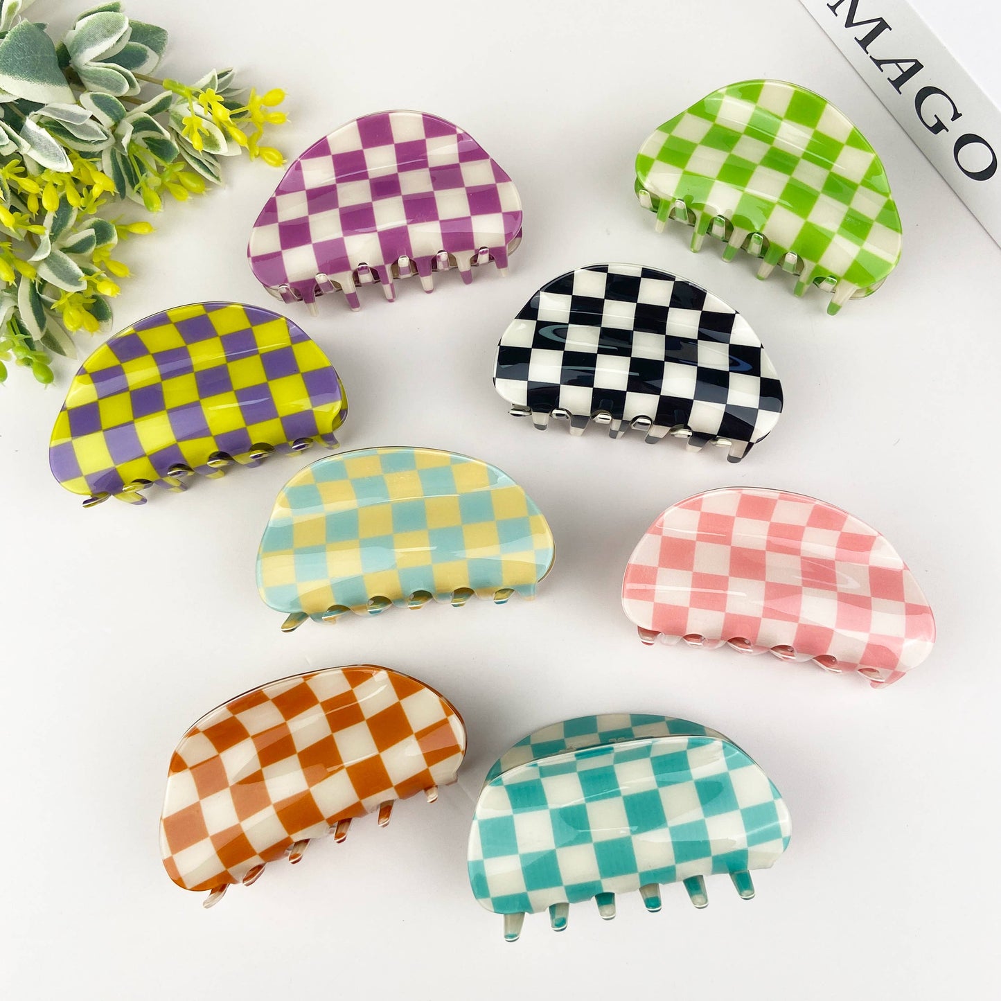 Pink Checker Hair Claw