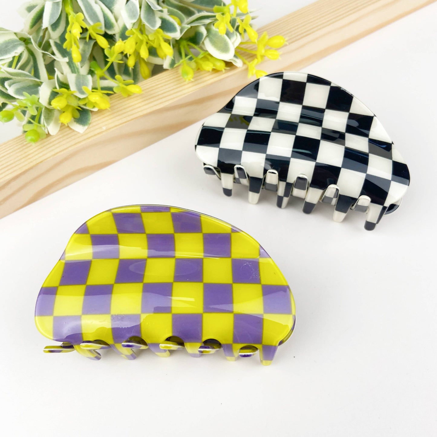 Pink Checker Hair Claw