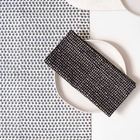 Beckett Midnight Block Printed Napkins - set of 4