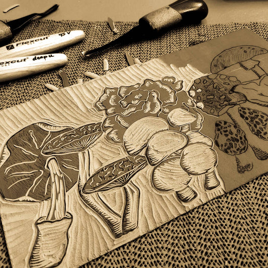 Found Fungi Linoprint