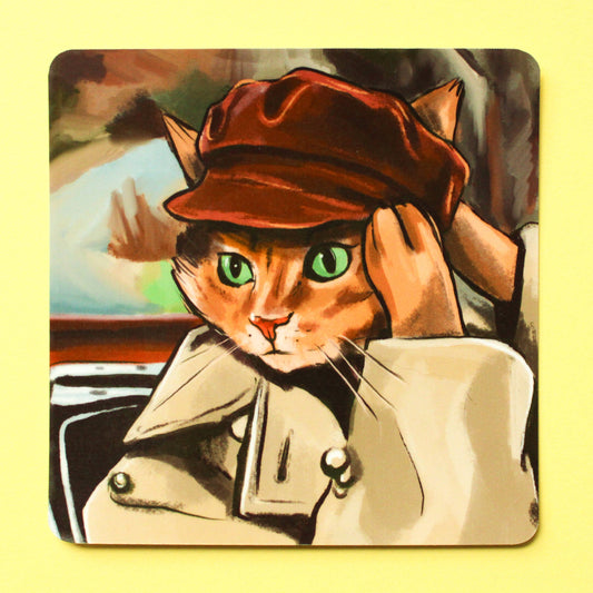 Autumn Leaves Cat Vinyl Sticker