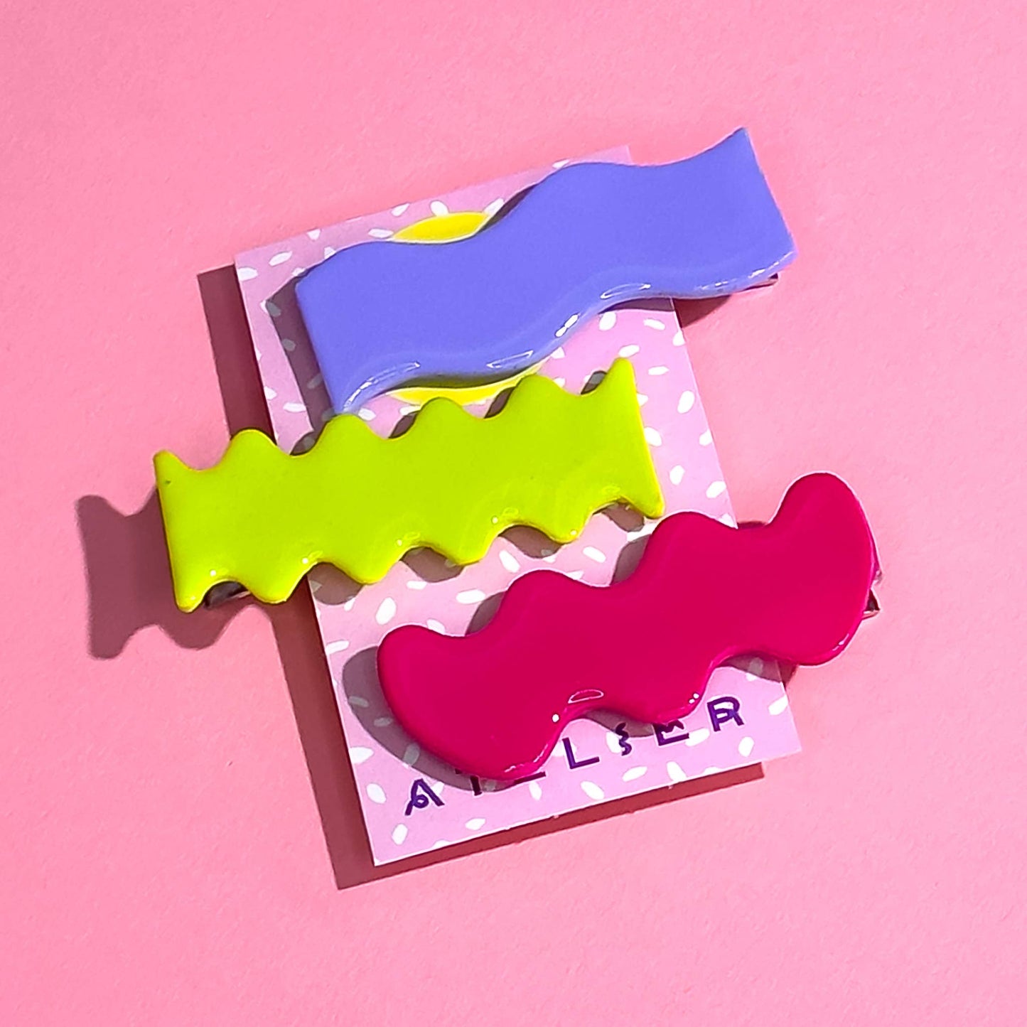 Sculptural Spring Polymer Clay Hair Clip Trio