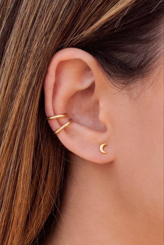 Universe Moon Studs - 18K Gold Plated / White Gold