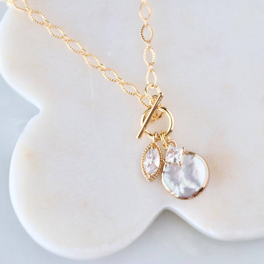 Freshwater Pearl Coin Toggle Necklace