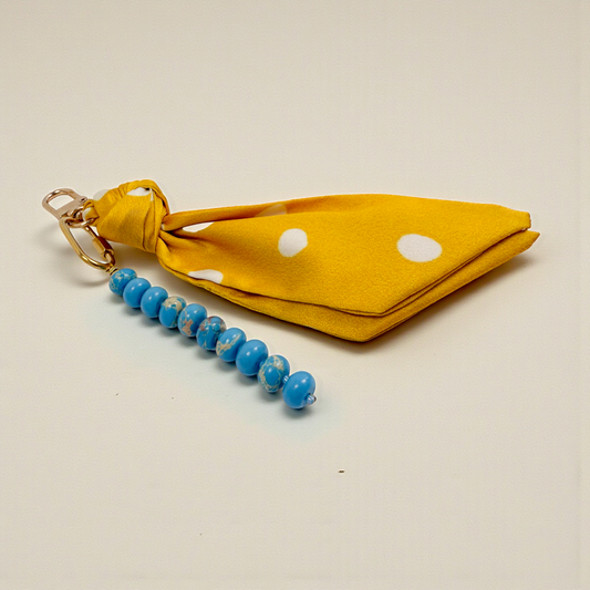 Swiss Dot Silk & Gemstone Bag Charm