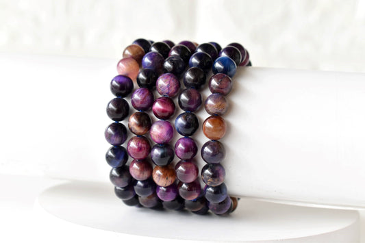 Tiger Cats Eye Violet Gemstones Bracelets