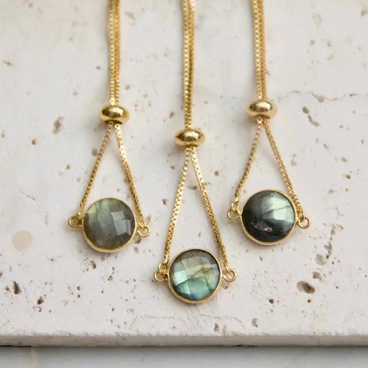 Faceted Gemstone Adjustable Bracelet