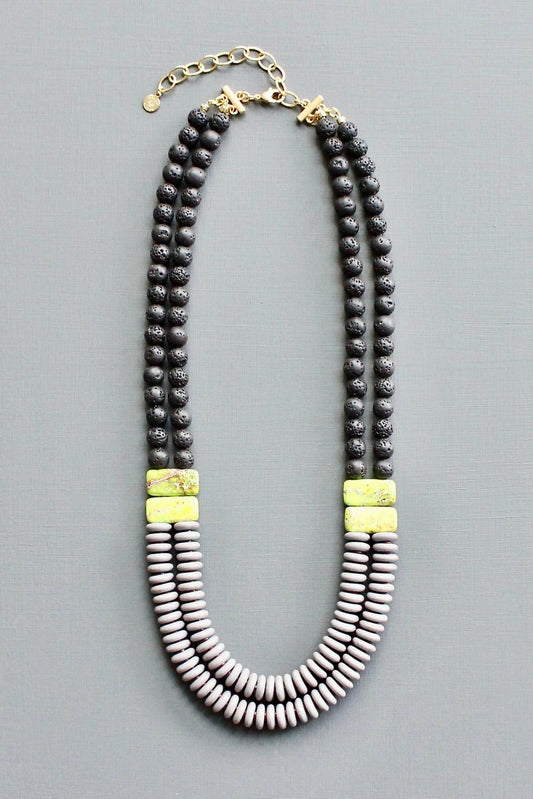 Double strand lavender and black necklace