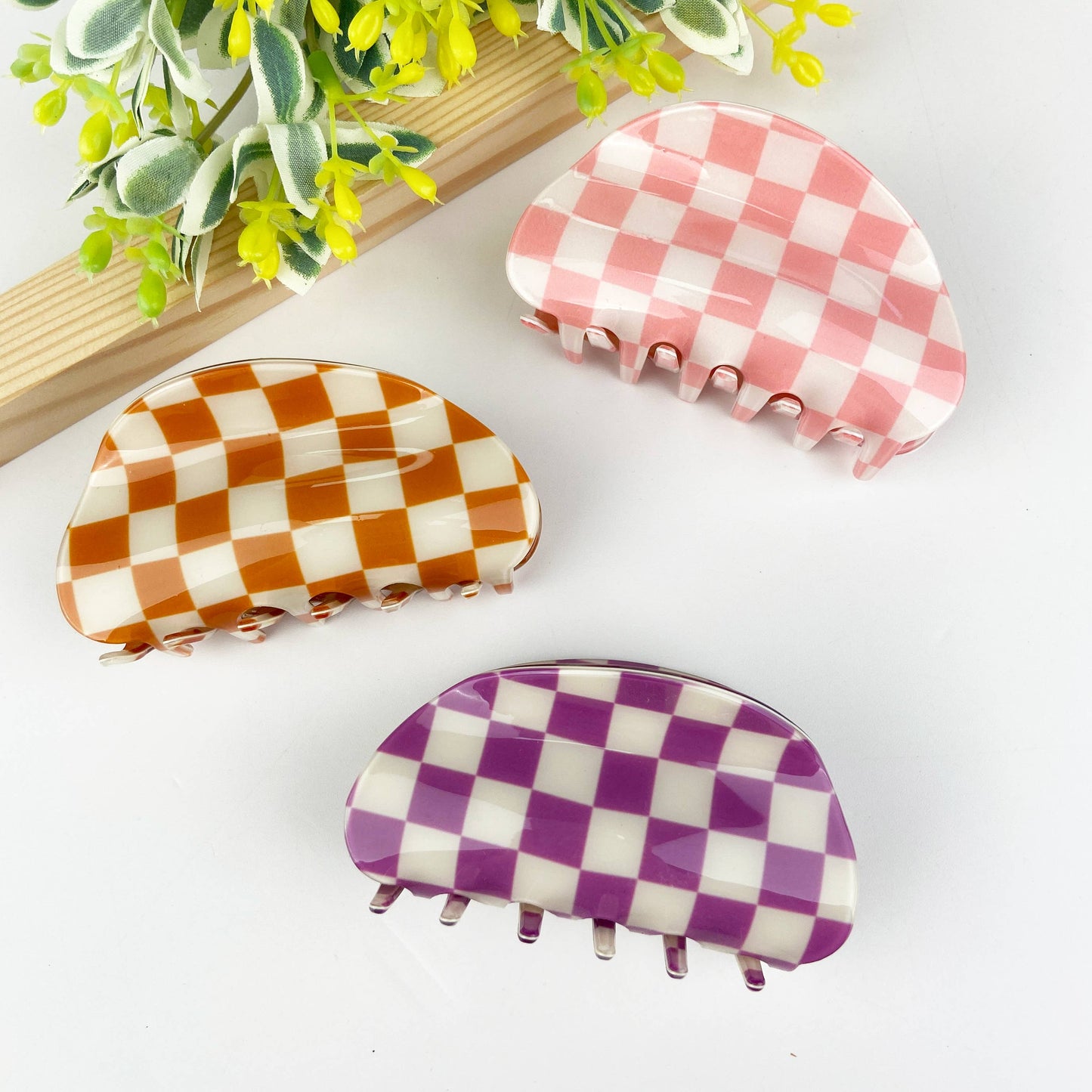 Pink Checker Hair Claw