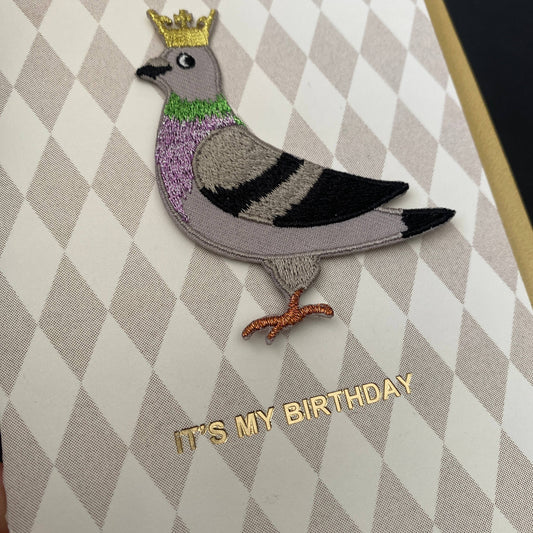 Birthday Card / Pigeon Iron On Patch
