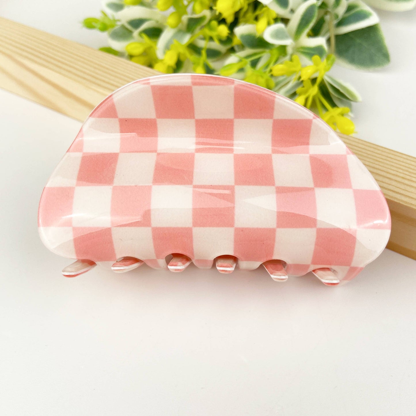 Pink Checker Hair Claw