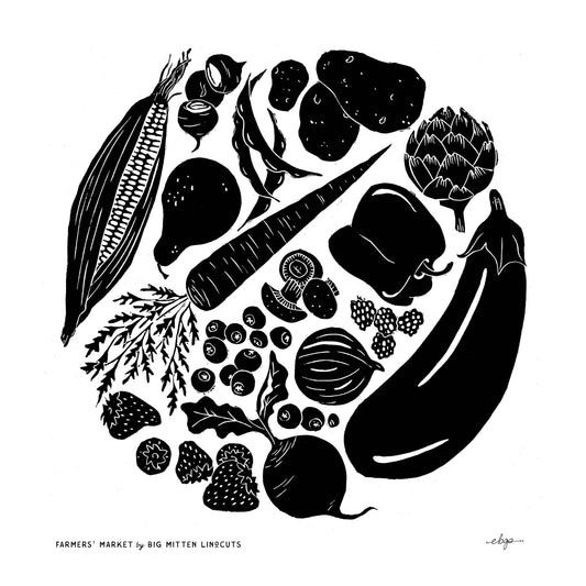 Farmers' Market Linoprint