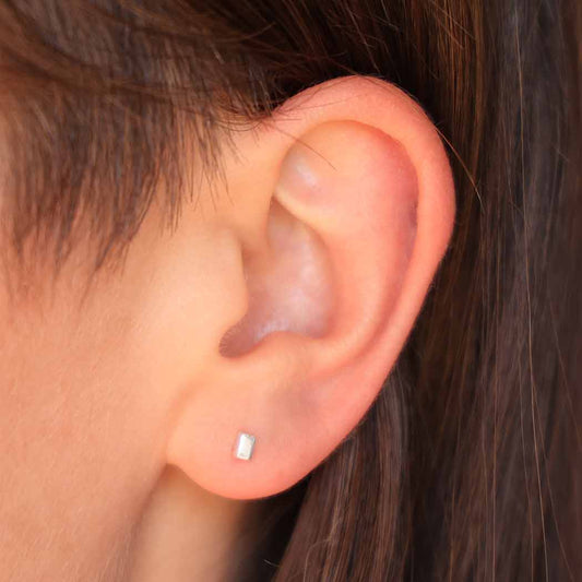 Sterling Silver Cube Post Earrings