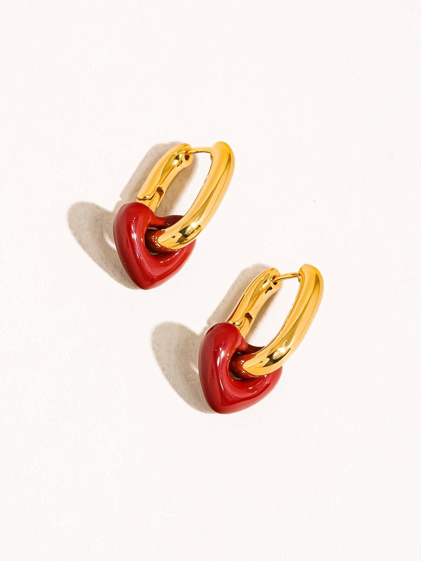 Lilou 18K Plated Red Heart Earring