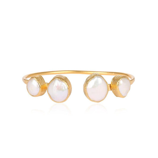 Open Bangle with Pearls