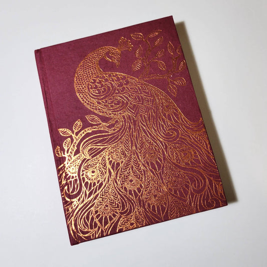 Burgundy Peacock Foiled Hard Cover Journal