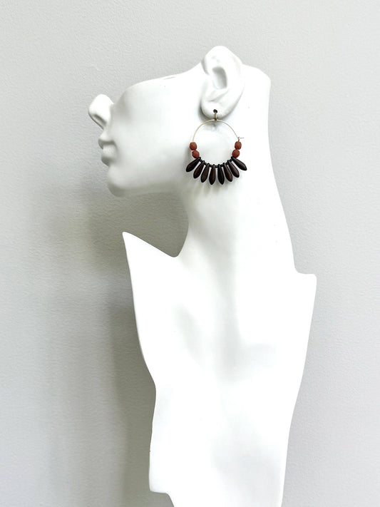Copper and caramel hoop earrings
