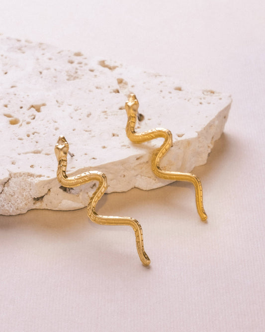 Gold Slithering Serpent Earrings