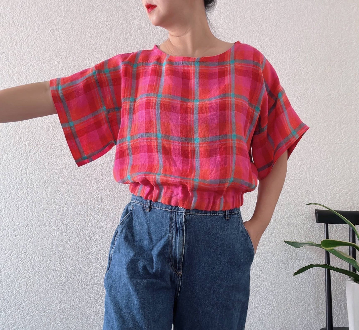 Pink Check Top