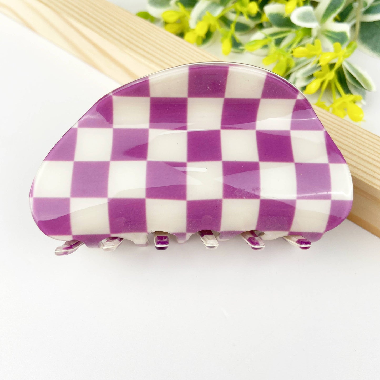 Pink Checker Hair Claw