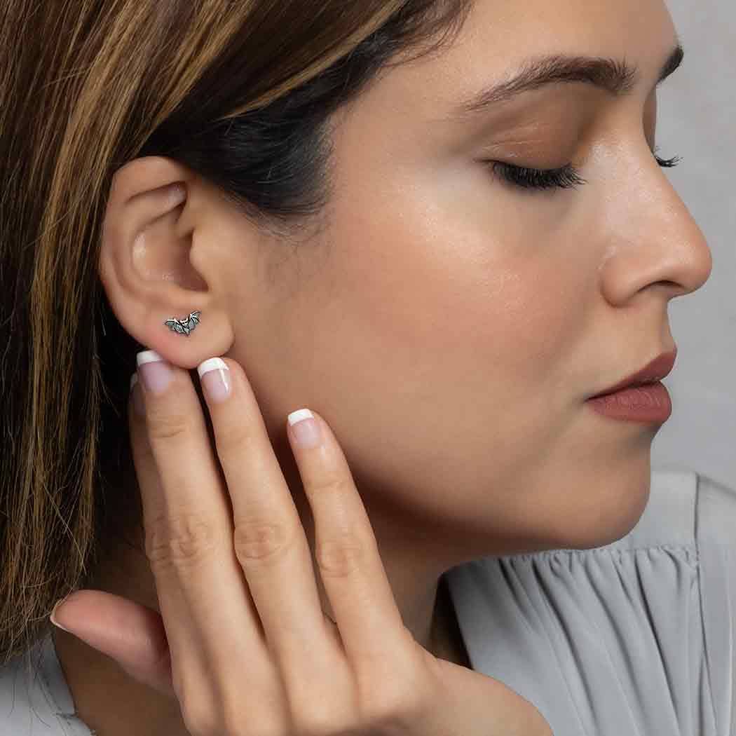 Sterling Silver Bat Earrings
