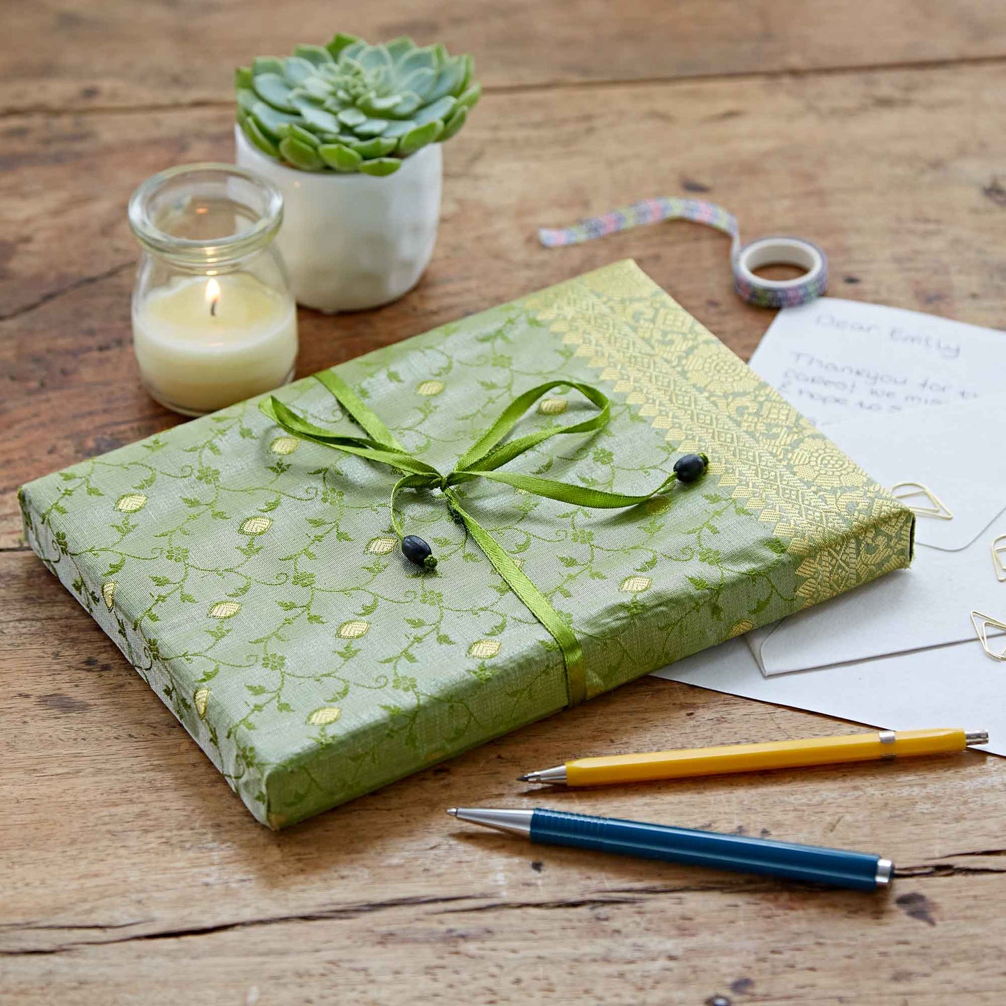 Handgefertigtes Sari-Schreibset – Briefpapier-Set